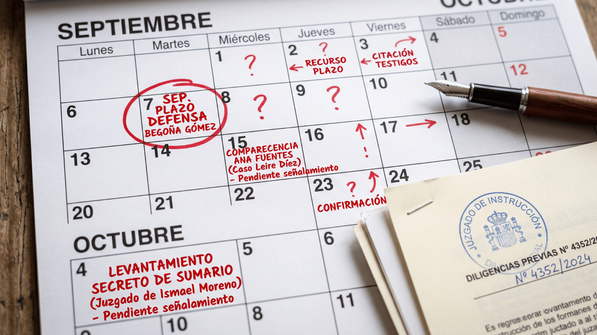 Fechas clave del calendario judicial del otoño de 2026