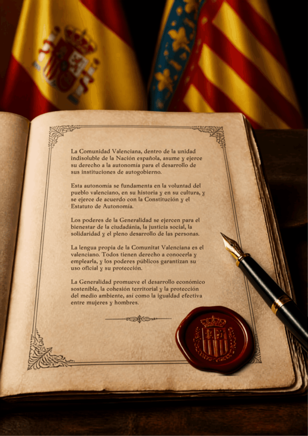 Composición editorial sobre la identidad y denominación de la Comunidad Valenciana.