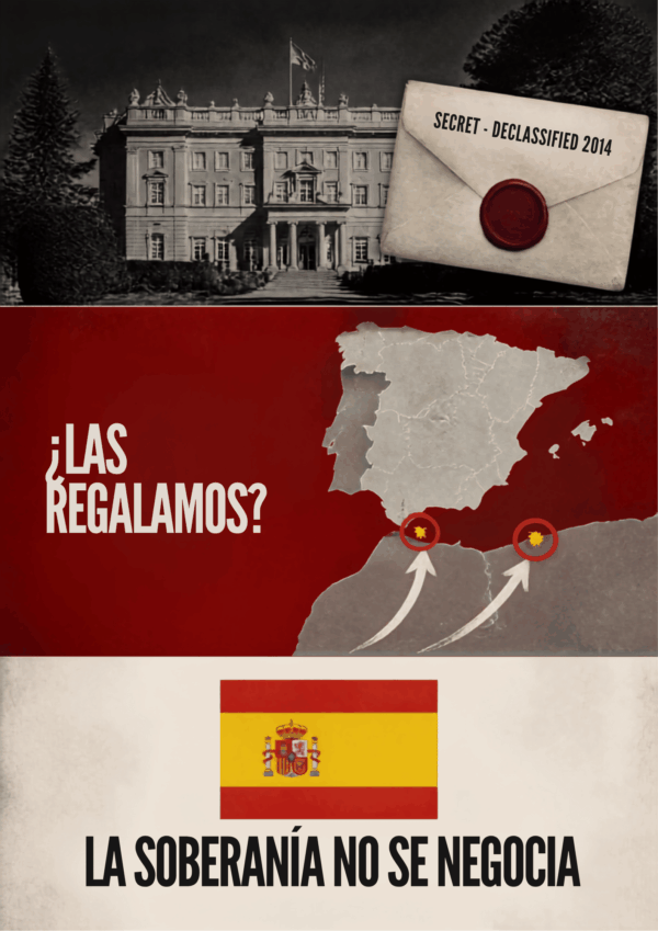 Montaje editorial sobre Juan Carlos I y el debate histórico acerca de Ceuta, Melilla y Marruecos.