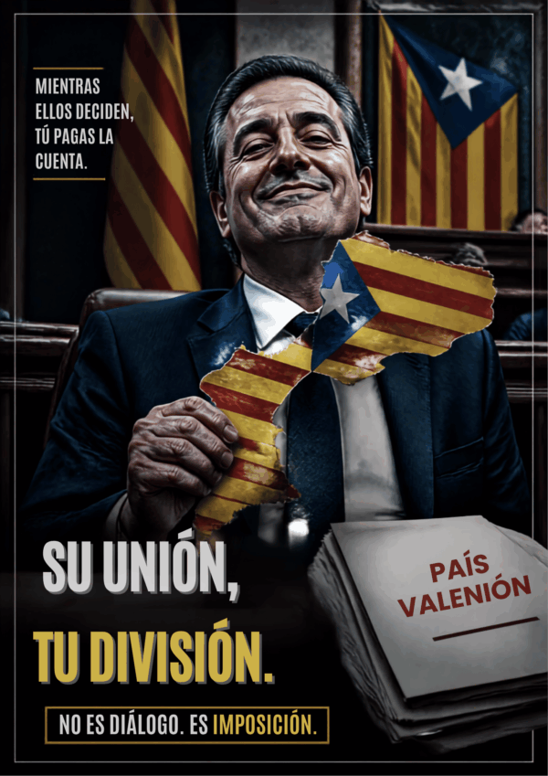 Montaje editorial sobre política valenciana y pancatalanismo.