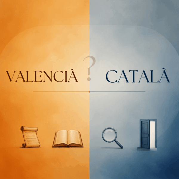Representación histórica sobre el origen y evolución del valenciano y el catalán.