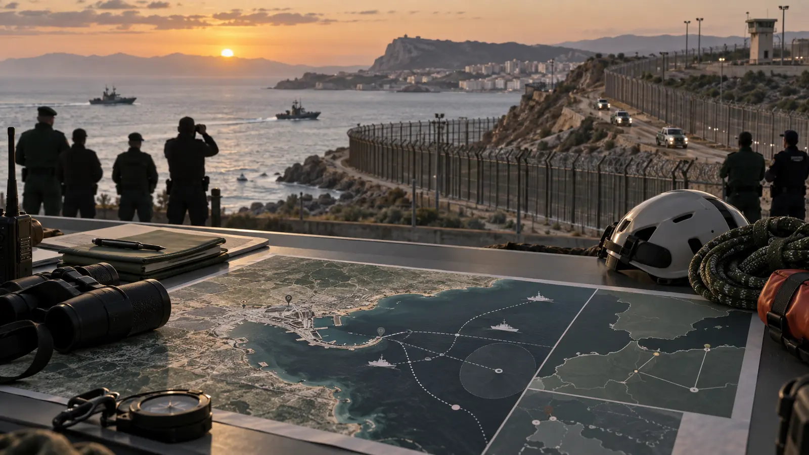 Informe de la Policía sobre Ceuta: dispositivo de coordinación institucional, vigilancia y rescate ante la presión fronteriza.